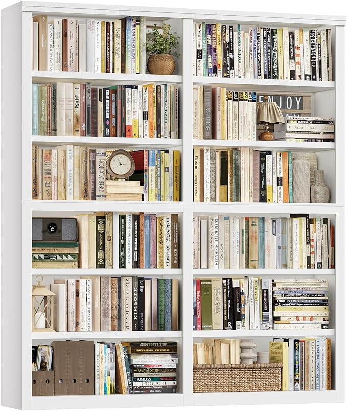 HOSTACK 63" W Open Book Shelf, 73" Tall Bookshelf with Storage, Modern White Bookshelf, Large Bookcase with 12 Display Shelves, 6 Tier Wooden Book Case for Living Room, Home Office, Library, White