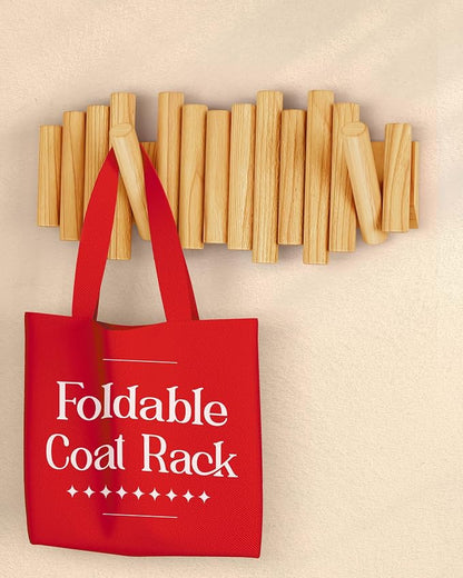 Folding Wall Coat Rack - entryway Hooks foldable - Wooden Coat Rack Wall Mount - modern Wall Mounted Coats Rack - Coat Hanger Walls Mount Coat Racks - folding coat hooks for Key bag clothes towels