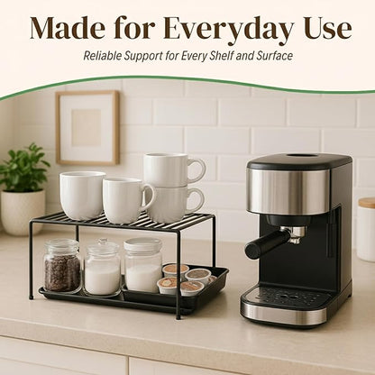 Evelots Kitchen Cabinet Wire Shelf Organizer/Rack - 4 Pack Sturdy Metal Shelf Risers - Double Your Counter Space - Great for Kitchen, Freezer, Pantry and Bathroom - Rustproof - Black