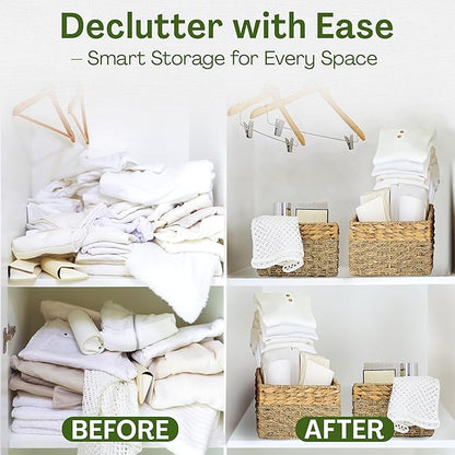 Small Wicker Baskets for Storage 2-Pack, Natural, Woven Baskets for Organizing Living Room, Pantry, Shelves, Wicker, Decorative - Small Size - 8x7x5.5 inches