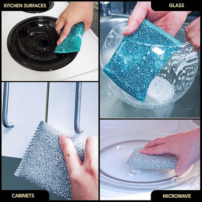Dish Sponges for Kitchen (3 Pcs) Non-Scratch Scrub Sponges for Dishes, Pots, Pans, Glass, Stainless Steel & Nonstick Cookware–Odor-Resistant, Quick-Dry, Flexible, Durable & Reusable Cleaning Scrubbers