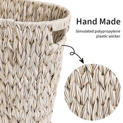 GRANNY SAYS Wicker Trash Can, Waterproof Bathroom Trash Can, Wicker Waste Basket for Bathroom, Decorative Boho Waste Basket for Bedroom, Office, 19 Liters/5 Gallons
