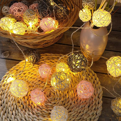 Patelai 36 Pcs Wicker Rattan Balls Decorative Balls for Vase Centerpiece Bowls Orbs Filler for Home Decor,4 Sizes(White, Pink, Light Grey, Dark Grey)