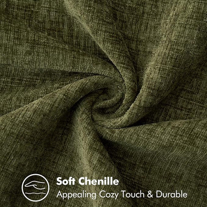 MIULEE Pack of 2 Couch Throw Pillow Covers 18x18 Inch Olive Green Farmhouse Decorative Pillow Covers with Stitched Edge Soft Chenille Solid Dyed Pillow Covers for Sofa Bed Living Room
