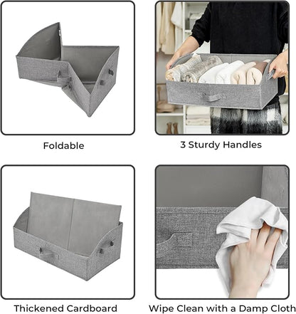 GRANNY SAYS Storage Bins for Closet, Trapezoid Storage Bins with Handles, Closet Storage and Organizer, Shelf Baskets for Clothes, Purse, Dog Toys, Dark Gray, Jumbo, 3-Pack