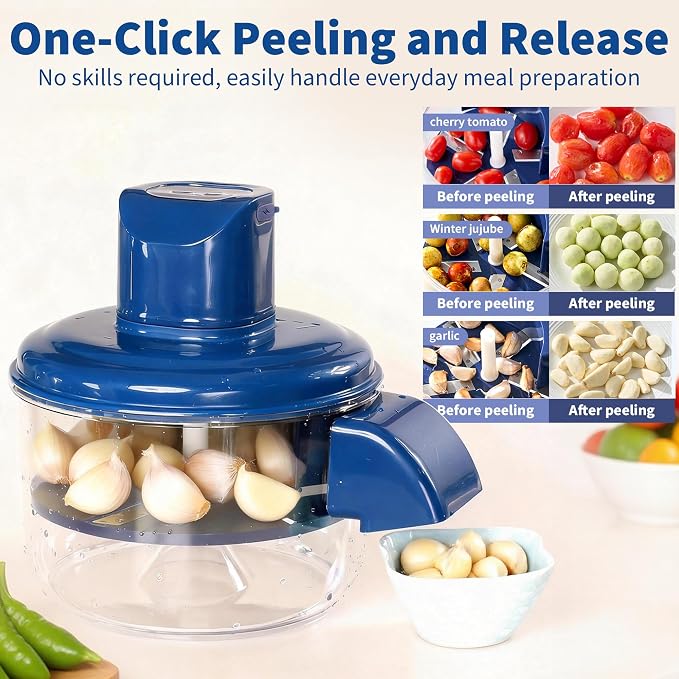 Automatic Grape Peeler Machine, Automatic Electric Fruit Peeler Machine Rechargeable with Stainless Steel for Grape Garlic Tomato Home Use