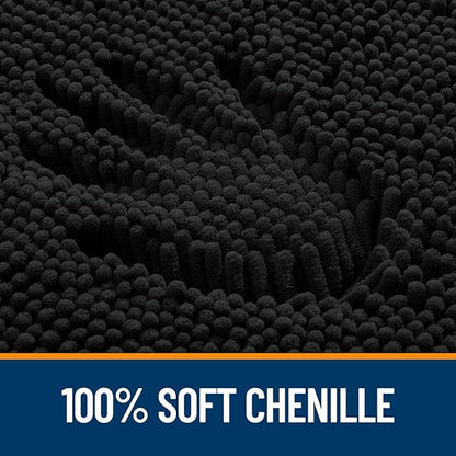 OLANLY Bathroom Runner Rugs 47x17, Extra Soft Absorbent Chenille Bath Rugs, Rubber Backing Quick Dry, Machine Washable Long Bath Mats for Bathroom Floor, Tub and Shower, Home Decor Accessories, Black