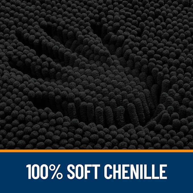 OLANLY Bathroom Runner Rugs 44x24, Extra Soft Absorbent Chenille Bath Rugs, Rubber Backing Quick Dry, Machine Washable Long Bath Mats for Bathroom Floor, Tub and Shower, Home Decor Accessories, Black