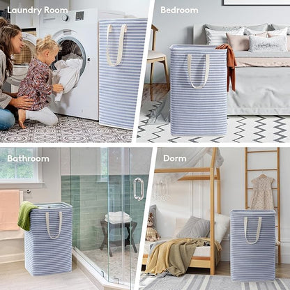 Lifewit 1 Pack Laundry Hamper Large Collapsible Laundry Baskets, Freestanding Waterproof Clothes Hamper with Easy Carry Handles in Laundry Room Bedroom Bathroom College Dorm, Blue, 80L
