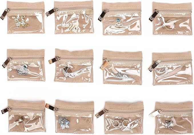 Angelina's Palace Jewelry Organizer Case Bridesmaid Gifts Travel Bag Vegan Leather Box for Necklace Earring Bracelet Ring(blossom tan)