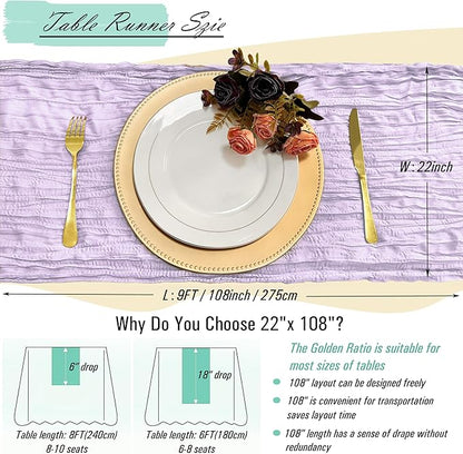 8 Pack Lavender Cheesecloth Table Runner 22 x 108 inch Gauze Cheese Cloth Table Runner Bulk for Rustic Wedding Baby Shower Birthday Party Boho Table Decor
