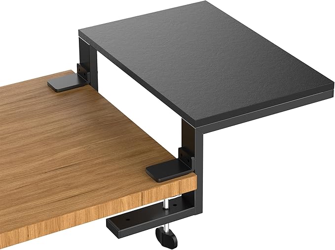 ARES WING Clamp-On Desk Extender & Monitor Shelf – 15" Space Booster, Freestanding or Clamp Mount, Holds 44 lbs, No Drill Desktop Organizer for Office/Gaming, Black
