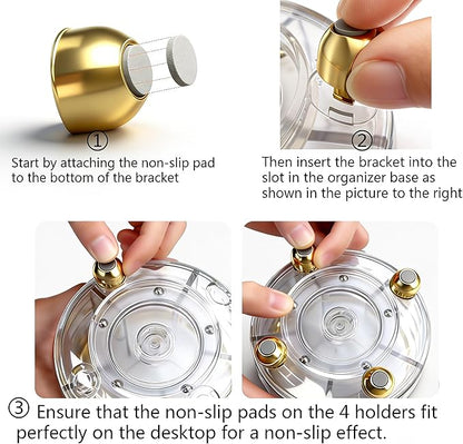 360° Rotating Pencil Holder for Desk, Makeup Brush Holder with 6 Slots, Desk Organizer for Writing Utensil, Office and School Supplies (Transparent)