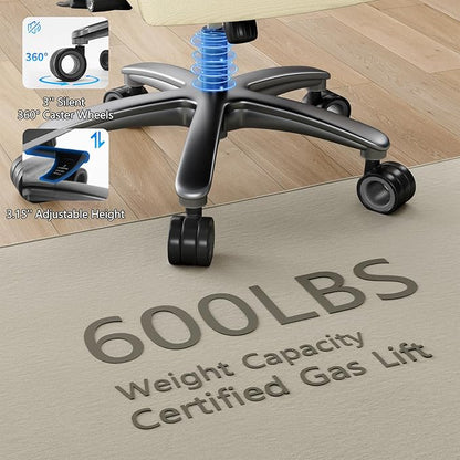 Big and Tall Office Chair with 5D Arms, 600lbs Fabric & PU Leather Heavy Duty Desk Chair, Adjustable Lumbar Support & Height, Tilt Function, High Back Ergonomic Executive Computer Chair