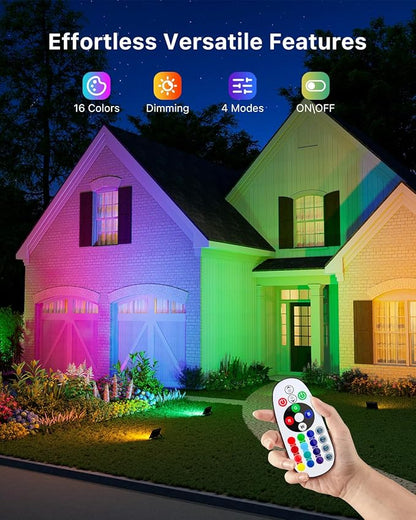 2 Pack 50W Led Flood Lights 500W Equi Color Changing with Remote Waterproof 16 Multicolor RGB Lamp Indoor or Outdoor Up Lighting for Garden Decoration, House Wall, Yard Plants, Holiday Ambiance Decor