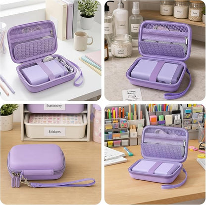 Comecase Case Compatible with Nelko P21/ for Phomemo D30 D35 Label Maker Machine, for JADENS D11/ for SUPVAN Mini Labeler Sticker, Labler Maker Storage for Tape&Accessories (Light Purple)
