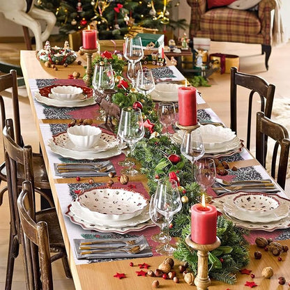 Aofmee Christmas Placemats Set of 6, Washable Christmas Place Mats for Party Kitchen Dining Decoration, Indoor/Outdoor Woven Vinyl Table Mats, Non-Slip Heat Resistant Holiday Placemats, Easy to Clean