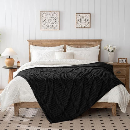 90x90 Inch Black Queen Large Blanket - Soft & Fluffy Fleece, Neutral Tan Color, Cute & Aesthetic, Perfect for Sofa, Couch, Bed, Living Room & Bedroom, All-Season Use, Plush & Cozy Decorative Blanket