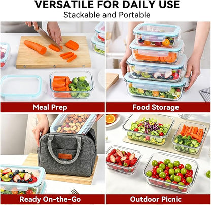 GEHE 4 Pack Large Glass Storage Containers with Airtight Lids, 78/52/36/22oz Glass Meal Prep Food Storage Containers for Baking, Storing, Leakproof, BPA Free, Microwave/Freezer/Dishwasher Safe