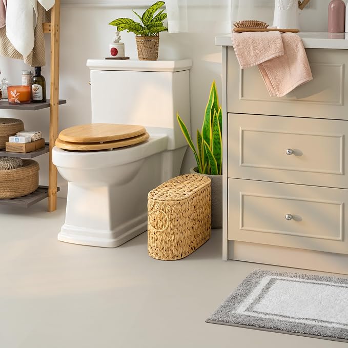 GRANNY SAYS Toilet Paper Storage Basket with Lid and Handle, Decorative Toilet Paper Holder, Waterproof Bathroom Organizers and Storage, Wicker Basket for Bathroom Storage