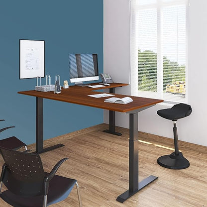 S STAND UP DESK STORE Triple Motor Electric L-Shaped Corner Standing Desk with EZ Assemble Frame (Black Frame/Teak Top, 71in W x 71 inch D