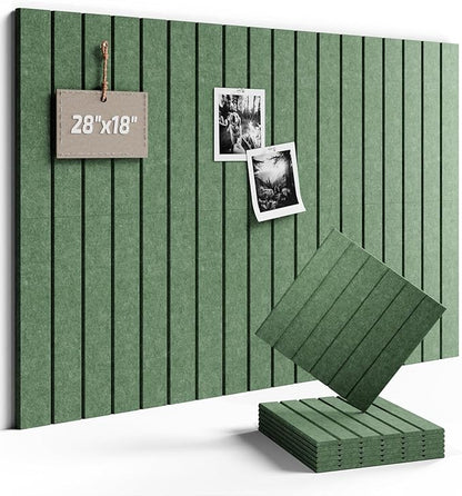 Fluxynara Felt Bulletin Board Tiles -28"x18" with 40 Adhesive Tabs, Cork Board Alternative for Office Decor, Push Pin Board Wall Organizer 6-Pack (Moss Green)