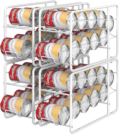MOOACE 4 Pack Can Dispenser Rack, Stackable Can Storage Organizer Holder for Canned food Kitchen Cabinet Pantry Countertop, White