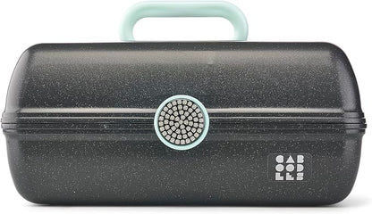 Caboodles On-The-Go Girl Makeup Box, Black Sparkle, Show Girl Collection, Hard Plastic Makeup Organizer Box, Built-In Mirror, Secure Latch for Safe Travel, Spacious Storage for Large Items