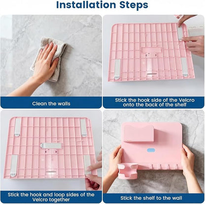 Floating Shelves for Bedside Shelf Accessories Organizer, Wall Mount Self Stick On, Cute Room Decor Aesthetic, Girls Room Decor, Cool Stuff for Bedroom Storage and Organization (Pink)