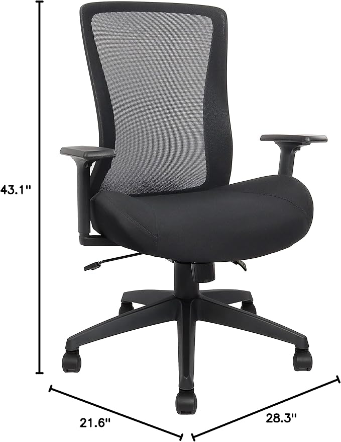 Big and Tall Home Office Desk Chair 500lb Capacity for Heavy People, Ergonomic Wide Mesh Desk Chair with Stepless Recline & Lock, 5.5" Thick Cushion, High Back, Adjustable Height & Armrests