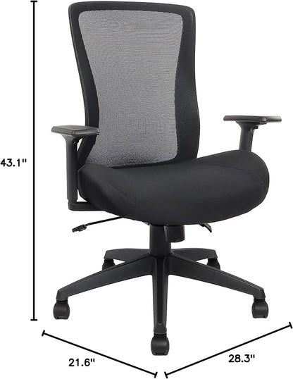 Big and Tall Home Office Desk Chair 500lb Capacity for Heavy People, Ergonomic Wide Mesh Desk Chair with Stepless Recline & Lock, 5.5" Thick Cushion, High Back, Adjustable Height & Armrests