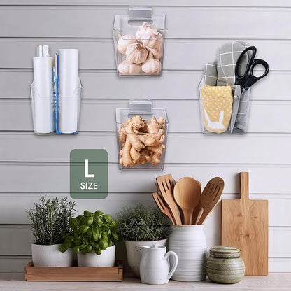 Clear Slatwall Bins, 4 Pack Slat Wall Accessories Cups Hooks Assemble Set Fit Most Slat Board Storage Systems Transparent Display Hanging Holder Organizers for Garage Shed Office Craft Tool (Small)
