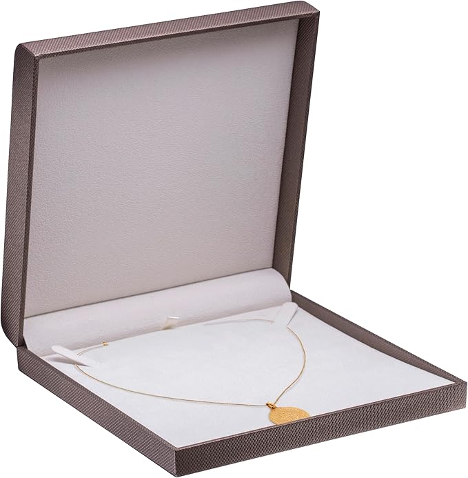 Luxury Weave Texture Large Necklace Box - Chain & Long Necklace Jewelry Gift Box for Men & Women - Necklace Case with Soft Suede Interior and Matching 2-Piece Outer Box