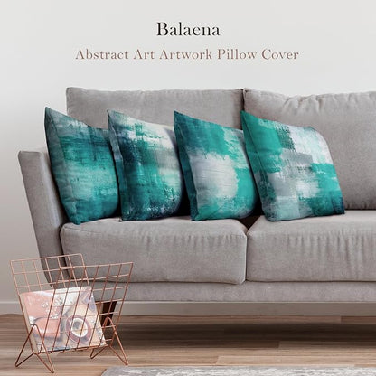 Teal and Gray Throw Pillow Covers Set of 4 18 x 18 Inches,Turquoise Modern Abstract Art Artwork Decorative Pillow Cushion Covers for Couch Bedroom Living Room