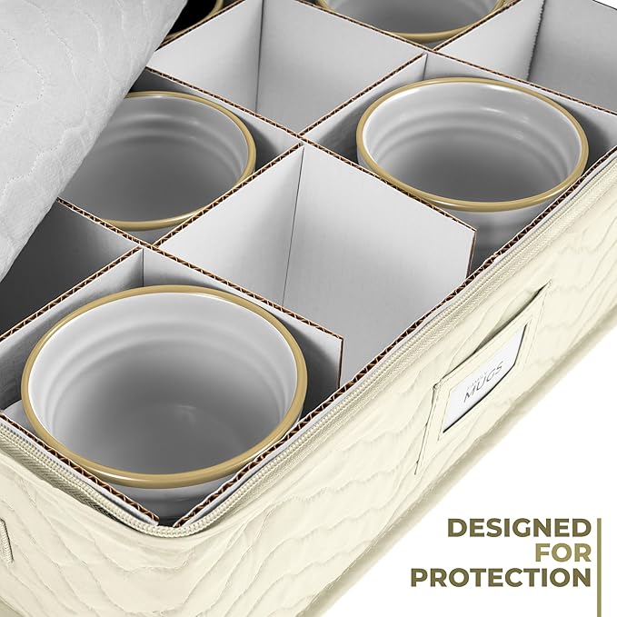 Sorbus Coffee Mug Organizer - Display Storage Case with Quilted Exterior, Label Windows, Handles & Dividers (Fits 12 Mugs)