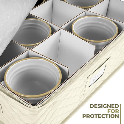 Sorbus Coffee Mug Organizer - Display Storage Case with Quilted Exterior, Label Windows, Handles & Dividers (Fits 12 Mugs)