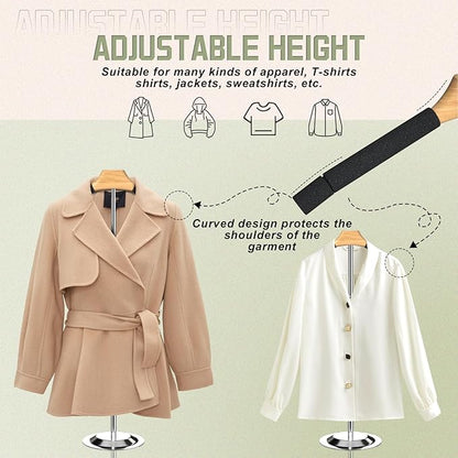 Adjustable T Shirt Display Adult for Vendors 2Pcs,18-31.1 In Flexible Shirt Rack Shoulder Stand, Portable Hanging Black Metal Clothes Display, Hanger Rack for Clothing Dress Garment Coat Retail