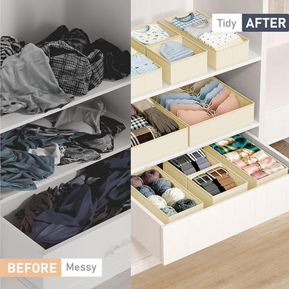 DIMJ Drawer Organizer Clothes 24 Pack - Foldable Baby Organizers and Storage Dresser Organizer for Bedroom, Closet Nursery Organization Dresser Dividers for underwear, Sock, Bra, Belt, Tie