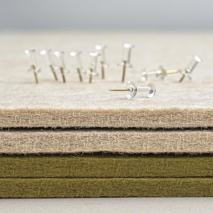 Bulletin Board, 24 x 18 inches Felt Board Decorative Pin Board, Cork Board Alternative for Wall, Foldable Photo Board Self-Adhesive Vision Board Mood Board with 20 Pushpins - Olive