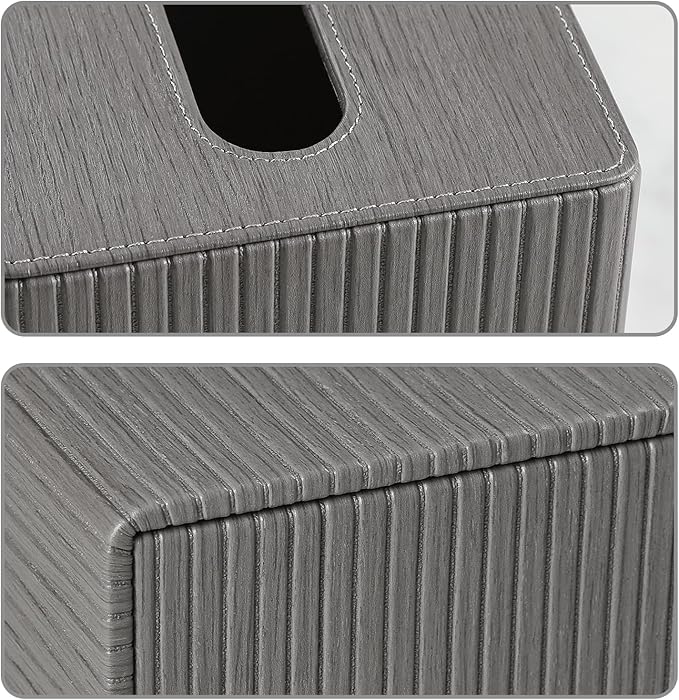 MEIBOOCH PU Leather Tissue Box Cover Square Tissue Box Holder with Magnetic Closure (Slate Grey)