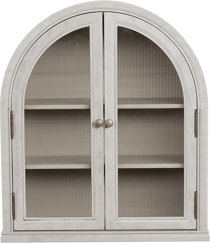 Chogori Arched Bathroom Wall Cabinet, 27x24x9 Inch Over The Toilet Storage Cabinet with Acrylic Doors & 3 Adjustable Shelves, Wall Mounted Cabinet for Bathroom, Kitchen, Laundry Room, Gray
