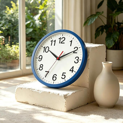 Rohioue Wall Clock Modern 8 Inch Battery Operated Silent Non Ticking Small Analog Clock Decorative for Bedroom Kitchen Bathroom Office Home (Blue)
