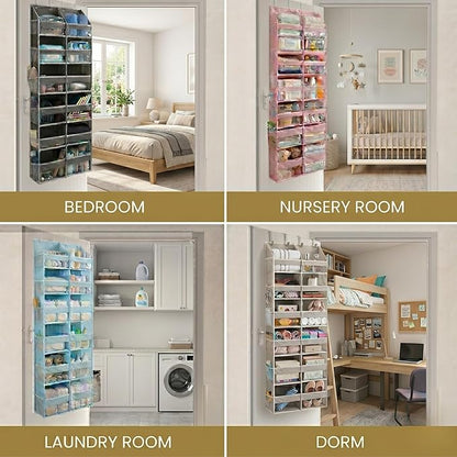 HOMELUX THEORY UPGRADED 6 Tiers Over The Door Organizer Hanging - 100D EXTRA THICK & 50lbs HUGE CAPACITY, 12 Side Mesh Pockets Over The Door Shoe Organizer, Hanging Closet Organizer (Baby Blue, XL)