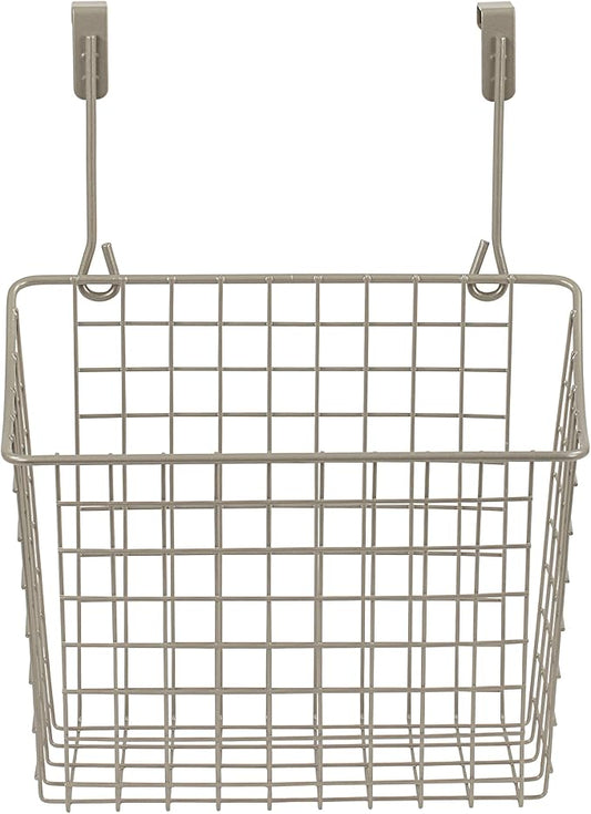 Spectrum Grid Over the Cabinet Wire Storage Basket Large (Satin Nickel Powder Coat) - Organizer for Bathroom, Kitchen, Under Sink, Pantry, Hair Tools, & More (Pack of 2)