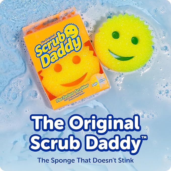 Scrub Daddy Colors Kitchen Sponges - Scratch-Free Dishwashing Sponges & Sponge for Kitchen Sink, Bathroom & Household Cleaning - BPA-Free Polymer Foam (3 Count)