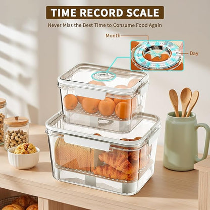 Bread Box for Kitchen Countertop: 2 Pack Airtight Breadbox Food Storage Container, Portable Large Plastic Clear Container with Lid for Homemade Bread, Toast, Bagel, Donut, Cookies and Fruits