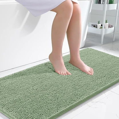 OLANLY Large Bathroom Rugs 50x30, Extra Soft Absorbent Chenille Bath Rugs, Rubber Backing Quick Dry, Machine Washable Bath Mats for Bathroom Floor, Tub and Shower, Home Decor Accessories, Sage Green