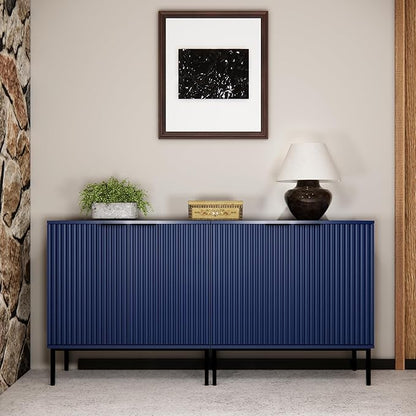Fluted Sideboard, Buffet Cabinet with Storage, Wooden with Doors and Shelves, Accent Cabinet for Living Dining Room, Entryway