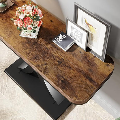 LITTLE TREE Industrial Entryway Console Table, Compact Foyer Hallway Accent Table for Small Space