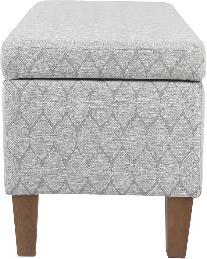 Kinfine K6384Np-F2244 Geometric Patterned Fabric Upholstered Wooden Bench with Hinged Storage, Large, Gray and Brown